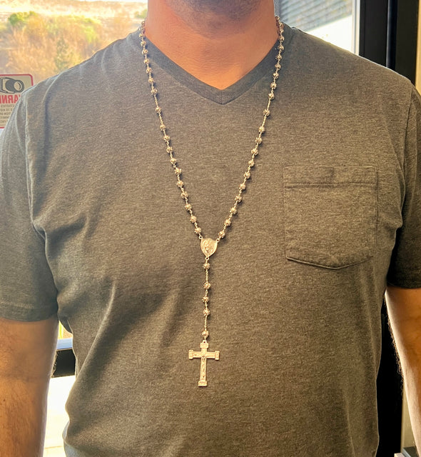 Platinum Plated Nazareth Rosary Necklace