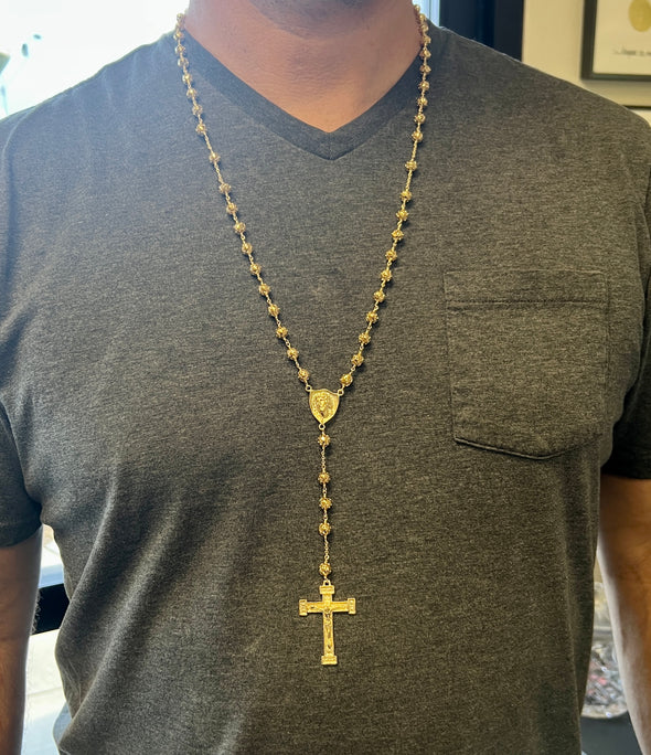 Yellow Gold Plated Nazareth Rosary Necklace