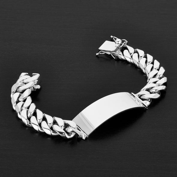 Sterling Silver 15 mm Cuban Link ID Bracelet