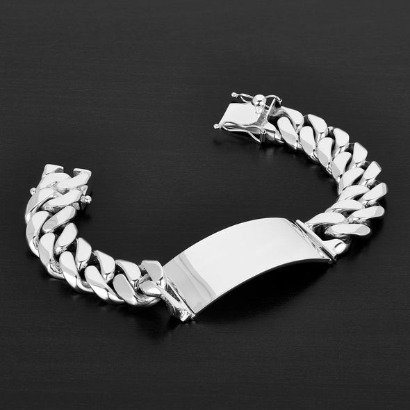 Sterling Silver Solid 18 mm Cuban Link ID Bracelet By Roberto Martinez