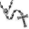 Black Rhodium Plated Nazareth Rosary Necklace (28 Inch)