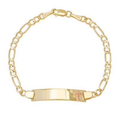 14K Yellow Gold 080 Figaro Baby ID Bracelet Collection