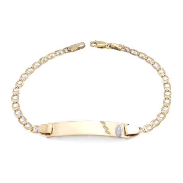 14K Two-tone Gold Baby ID Bracelet with Guadalupe (6 Inch)