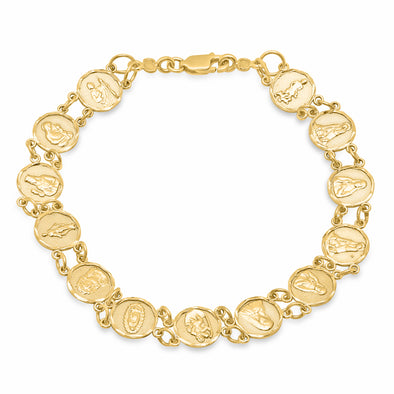 Gold and Platinum Plated Silver Saints Bracelet