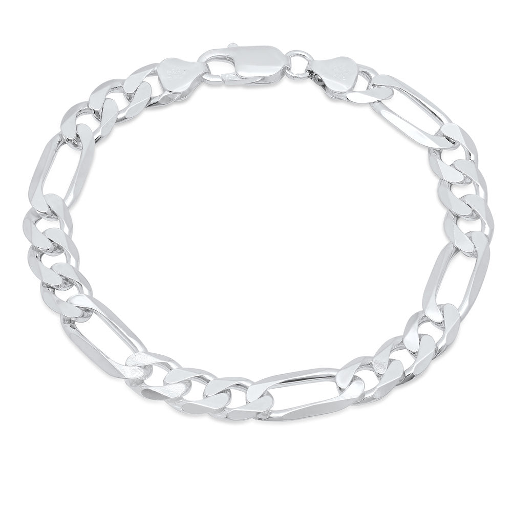 silver chain Figaro chain 7 inch bracelet mens jewelry – Roberto  Martinez.com
